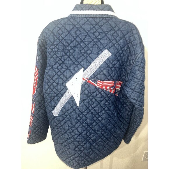 Keren Karen Hart Quilted Jacket women medium Appliqué Patriotic Lined - Picture 7 of 10